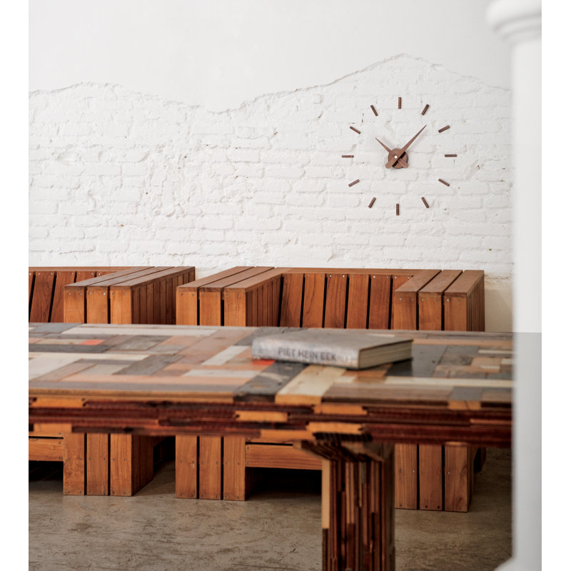 Sunset Solid Wood, Metal Analog Wall Clock, Walnut