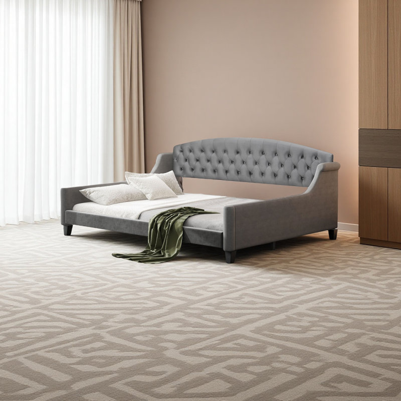 Modern Luxury Tufted Button Daybed, Full, Gray