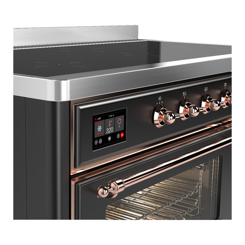 Cuisinière à induction 48 pouces avec 6 éléments à induction en graphite mat Majestic III Series (garniture cuivre), Cuivre
