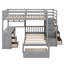 Lit superposé double au-dessus de simple avec escalier, tiroirs de rangement, cadre de lit superposé avec bureau et tablettes, aucun sommier nécessaire-210210738