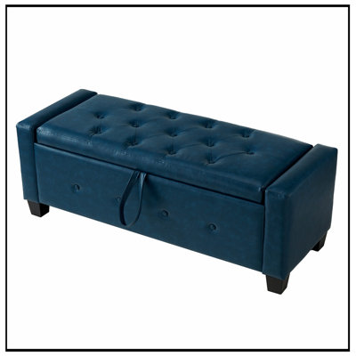Upholstered Tufted Bench with Storage