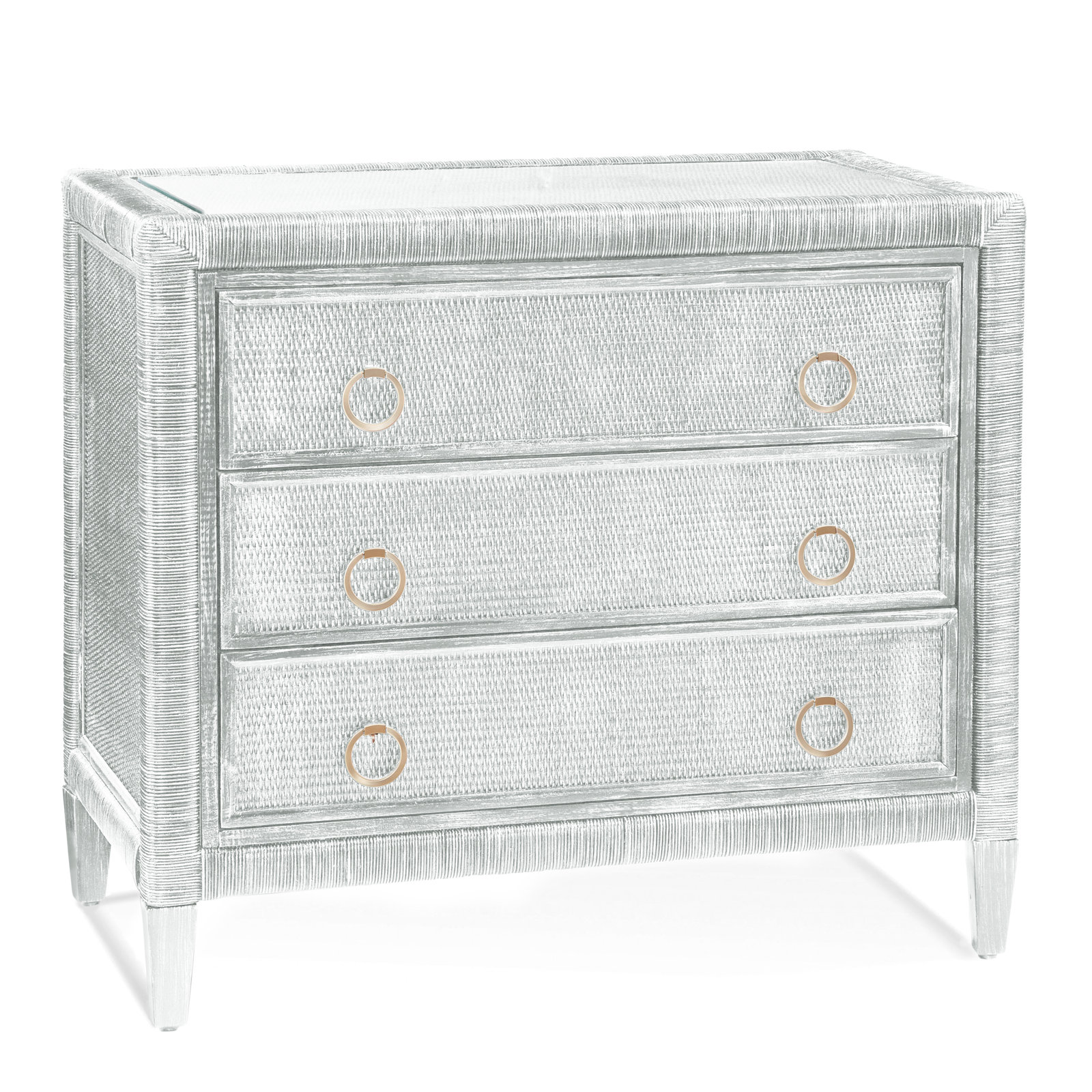 Warwick 36" Wicker Dresser, Frost White, Satin Nickel