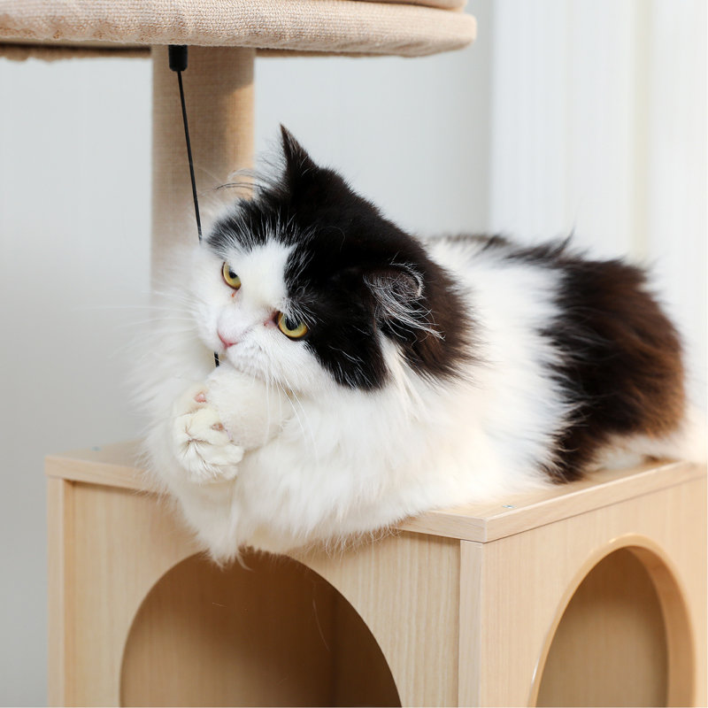 56.3-Inch Wooden Multi-Level Sisal Covered Large Cat Tree