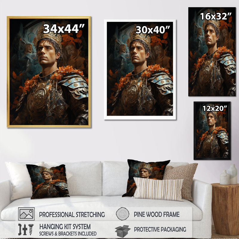 «Cambelle Emperor Constantine the Great Portrait», reproduction sur toile, Cadre photo noir, H 40 po x l 30 po x P 1,5 po