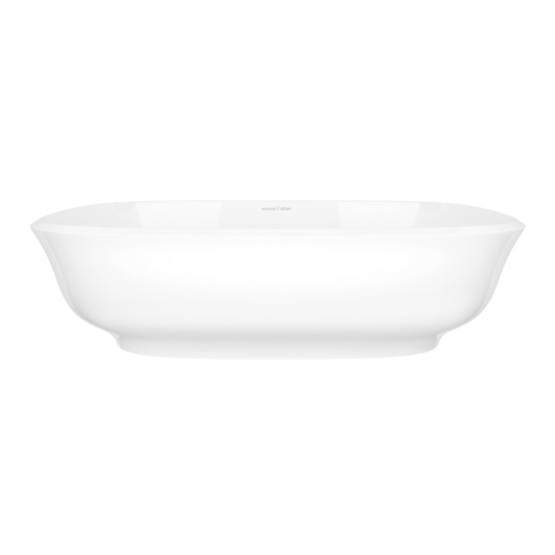Amiata 60 Rounded Rectangle 23-5/8" Vessel Lavatory Sink in Volcanic Limestone without Internal Overflow, Gloss White