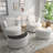 Upholstered Swivel Lounge Armchair With Storage Ottoman(Set of 2)-115747895