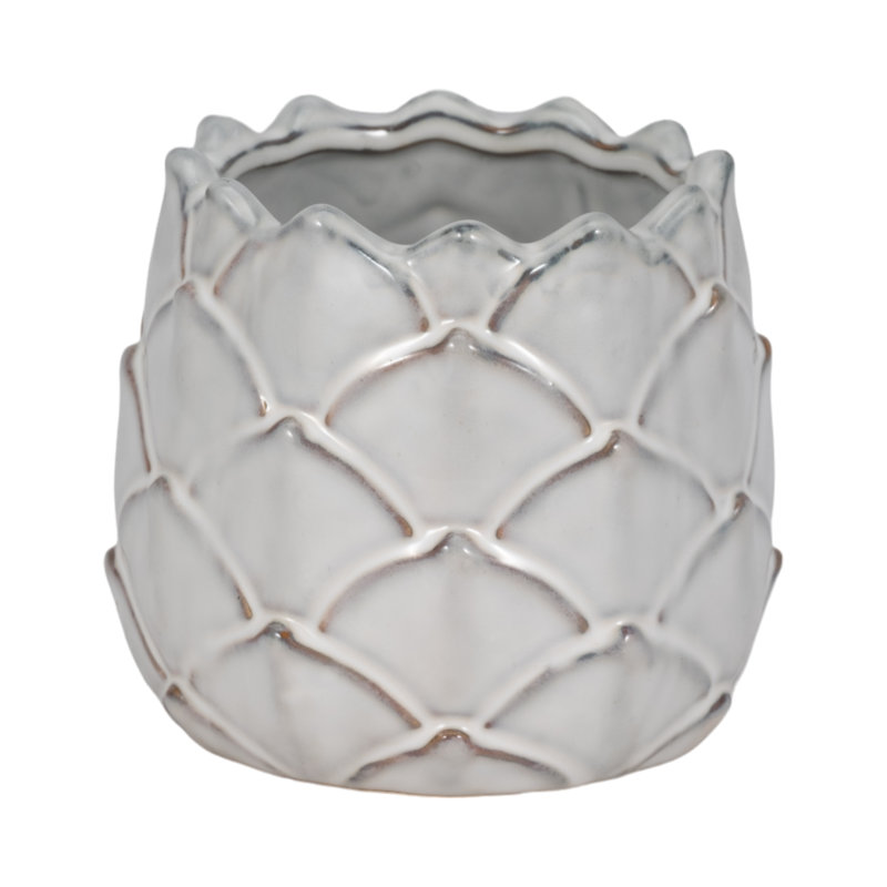 Stoneware Ceramic Planter with Sculpted Textured Form and Rounded Silhouette for Decorative Display and Botanical Arrangement in Indoor or Covered Outdoor Settings