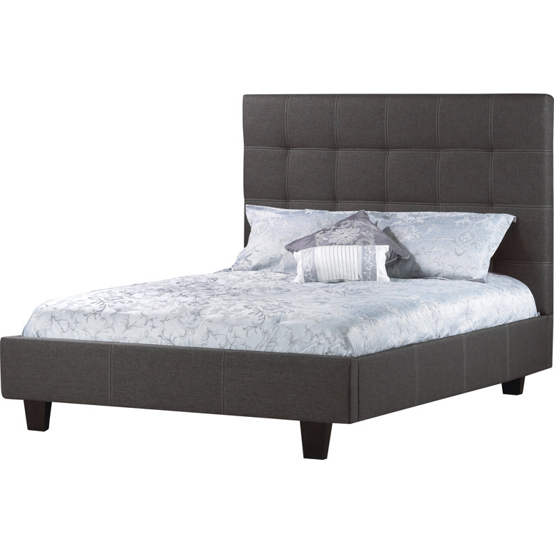Haskins Upholstered Bed, Queen, Linen - Charcoal, No Storage Included
