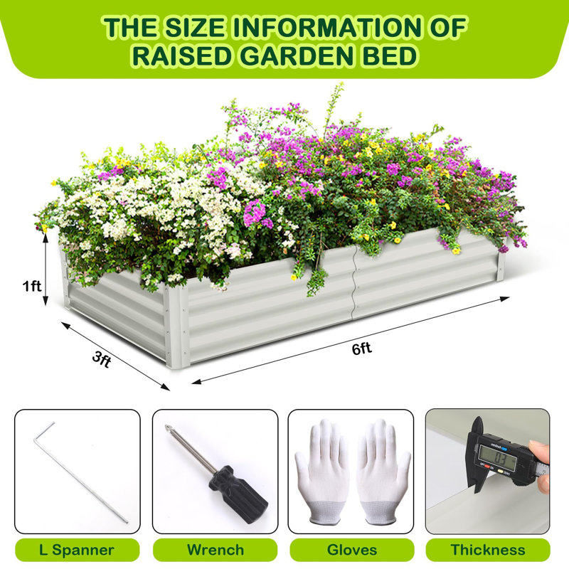 2 lits de jardin surélevés galvanisés 6X3x1pi, Beige