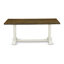 Table de salle à manger 7 pièces à plateau rectangulaire en bois massif patiné 7 pièces avec dossier en treillis-122934035-122934036