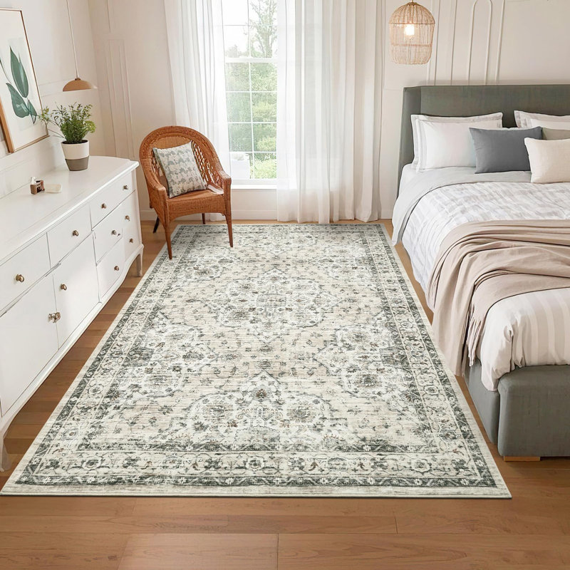 Abstract Area Rug, Beige, Rectangle 120 x 170 cm