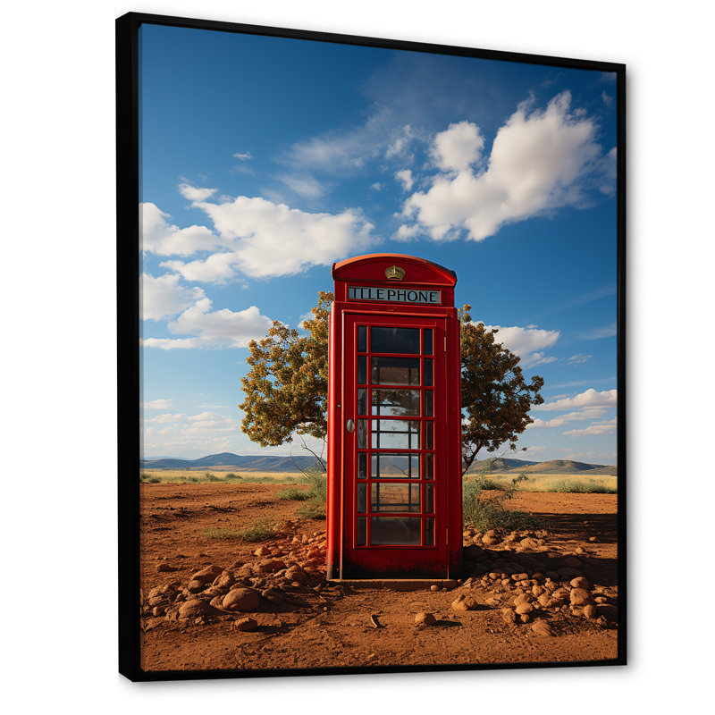 Latrayvion, cabine téléphonique rouge - Connections isolées - reproduction sur toile, H 40 po x l 30 po x P 1,5 po