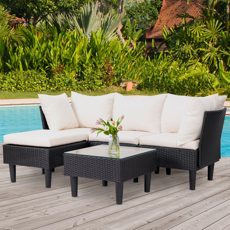4 Person Patio Conversation Set with Cushions Outdoor Furniture Set for Backyard Garden Porch Deck Balcony and Comfortable Outdoor Seating
