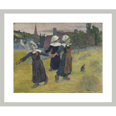«Brittany Girls Dancing Pont-Aven» par Paul Gauguin - Estampe numérique encadrée