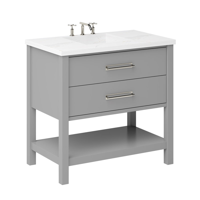 Kiawah Two-Drawer Single Bath Vanity, Platinum Gray, 42", Satin Nickel