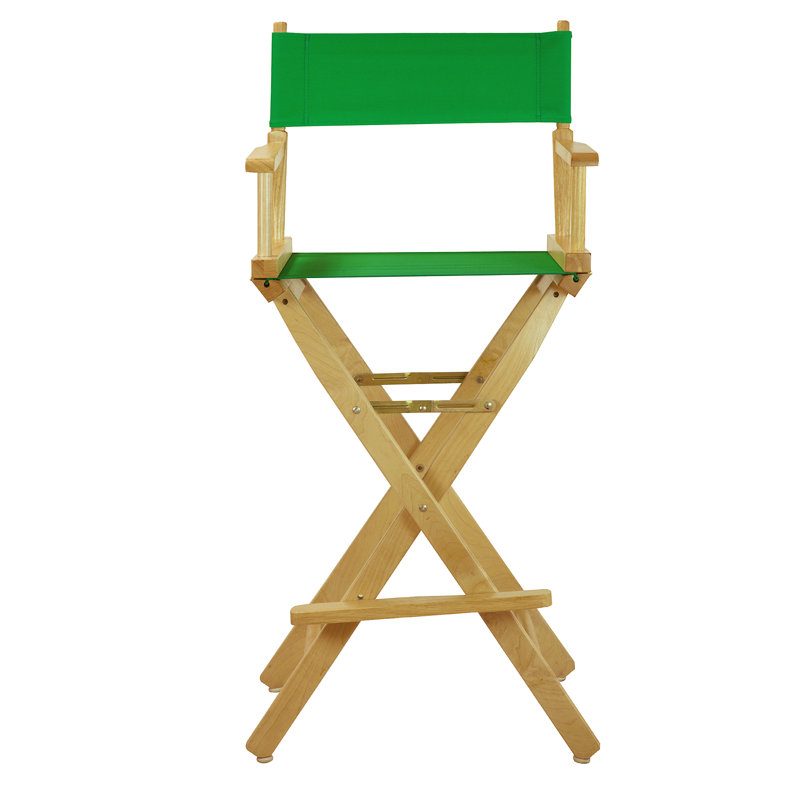 30" Folding Director Chair with Canvas, Natural, Green
