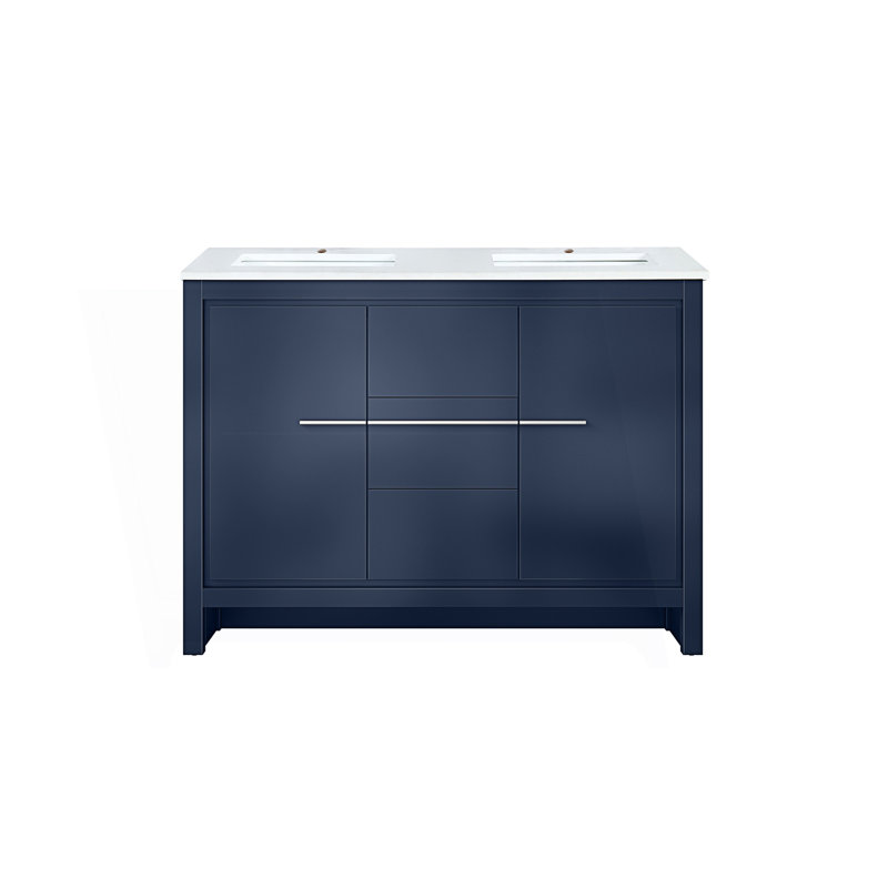 48 po X P 20 po Meuble-lavabo double D avec plateau en marbre de culture, Marine