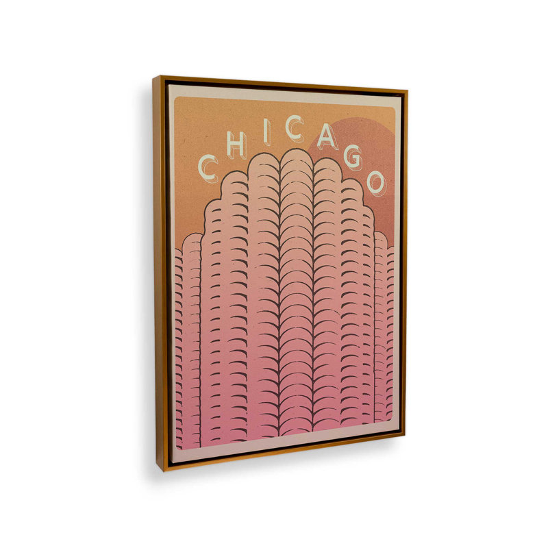 «Chicago Towers» par Deny Designs, reproduction d'art, 48 x 36, Doré, Toile avec cadre