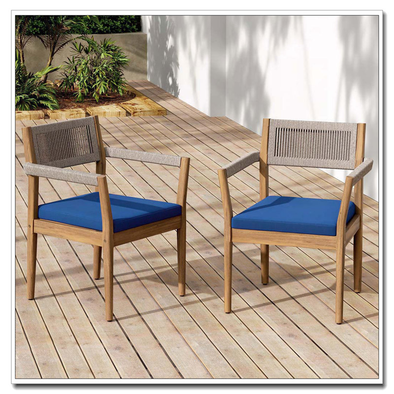 Chaises de salle à manger d'extérieur en bois d'acacia, Marine
