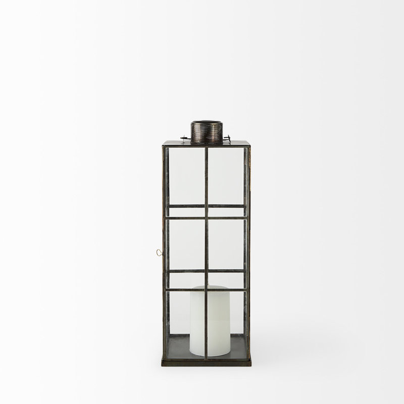 Lanterne de table en verre, H 22,8 po x l 8,3 po x P 8,3 po