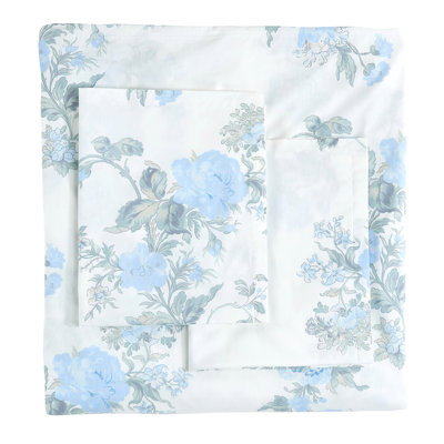 Melange Jardin De Rose Duvet Set In Blue