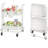 2 Tier Foldable Rolling Cart, Metal Utility Cart with Lockable Wheels, Folding Storage Trolley-114037515