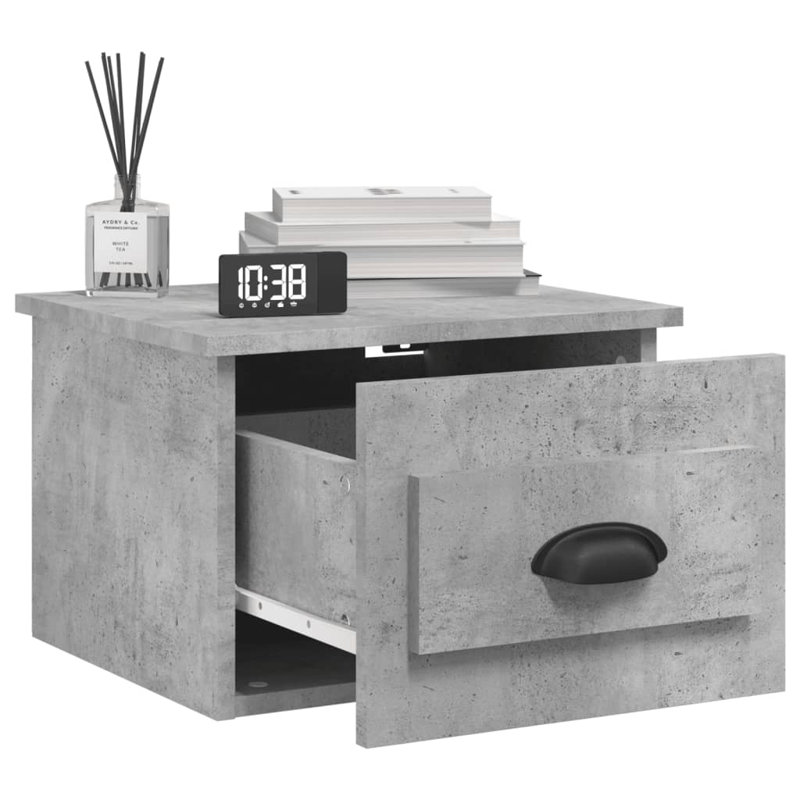 Lurette 41.5cm W Solid + Manufactured Wood Bedside Table, Set of 2, Concrete Grey