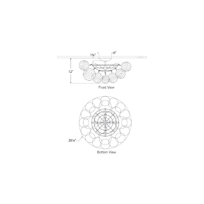 Talia 4 - Light Semi Flush Mount, 12"H x 25.25"W x 25.25"D, Burnished Silver Leaf