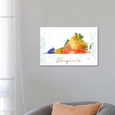 Virginia State Colourful - Wrapped Canvas Print