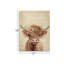 Highland Cow Canvas Wall Decor Funny Cow With Flowers Wall Art Print Retro Animal Framed Artwork For Living Room Bedroom Children's Room Home Decoration Ready To Hang
