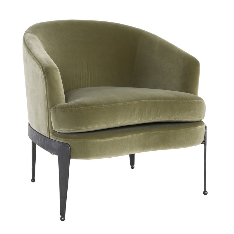 Ann Barrel Chair, Olive Green Velvet
