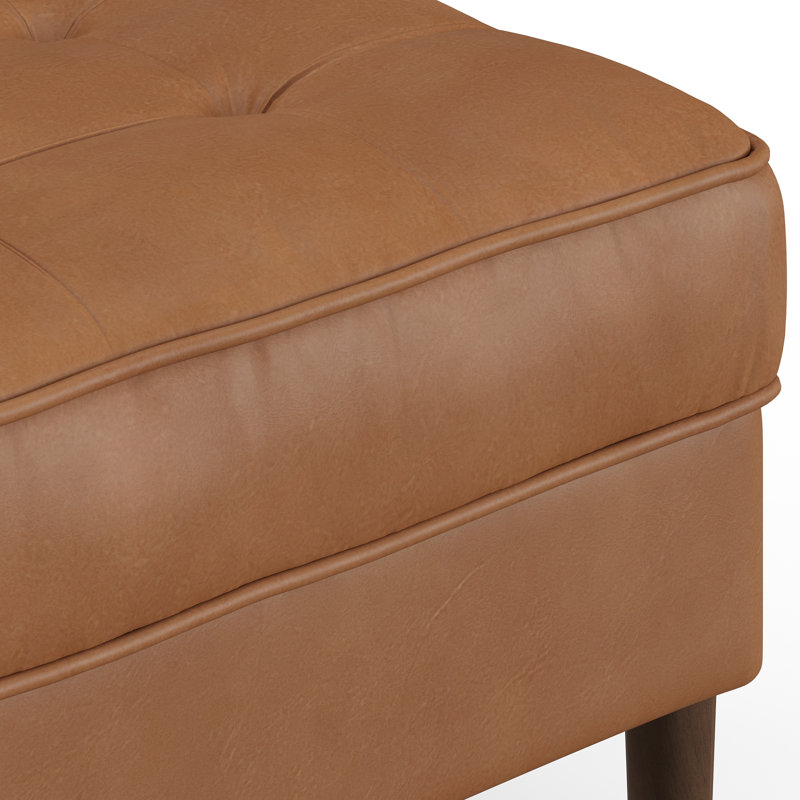 Victor Vegan Leather Ottoman , Saddle Tan Vegan Leather
