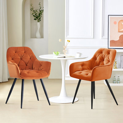 Modern Velvet/Linen Upholstered Dining Chair With Arm