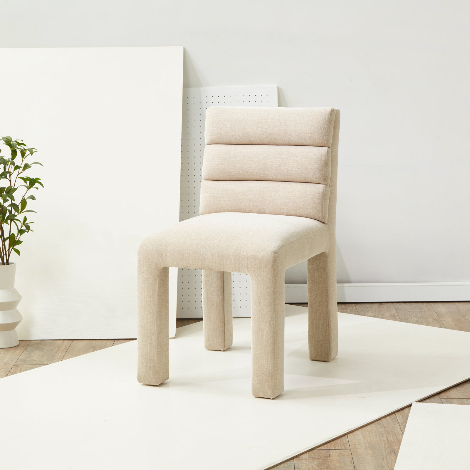 Shepha Dining Chair, Beige Linen