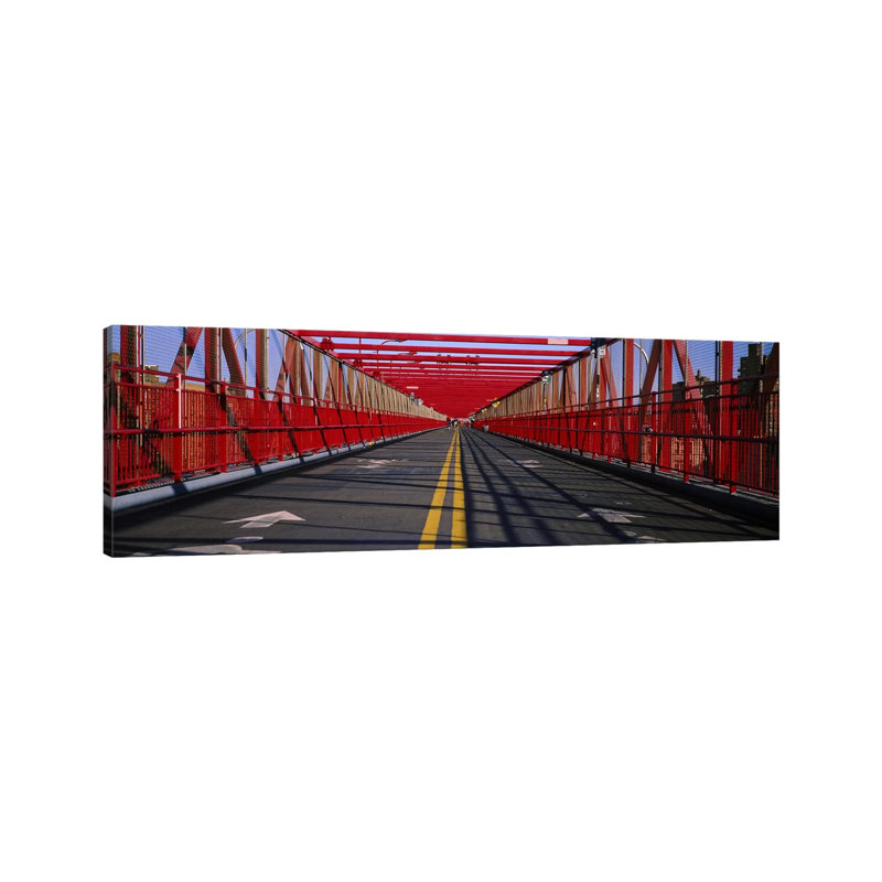 Arrow Signs On A Bridge, Williamsburg Bridge - Wrapped Canvas Panoramic Print, 30.48 cm H x 91.44 cm W x 1.91 cm D