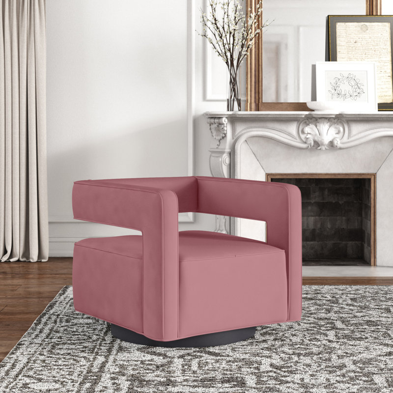 Booth Performance Velvet Swivel Armchair, Dusty Rose