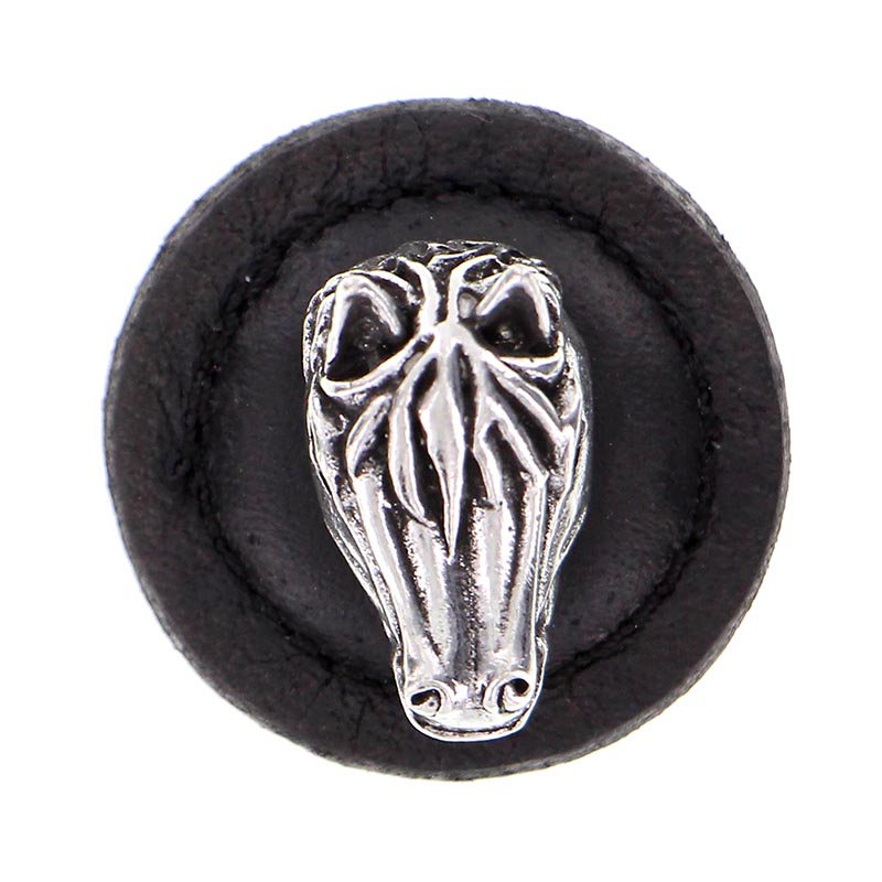 Equestre Mushroom Knob, Black, Vintage Pewter