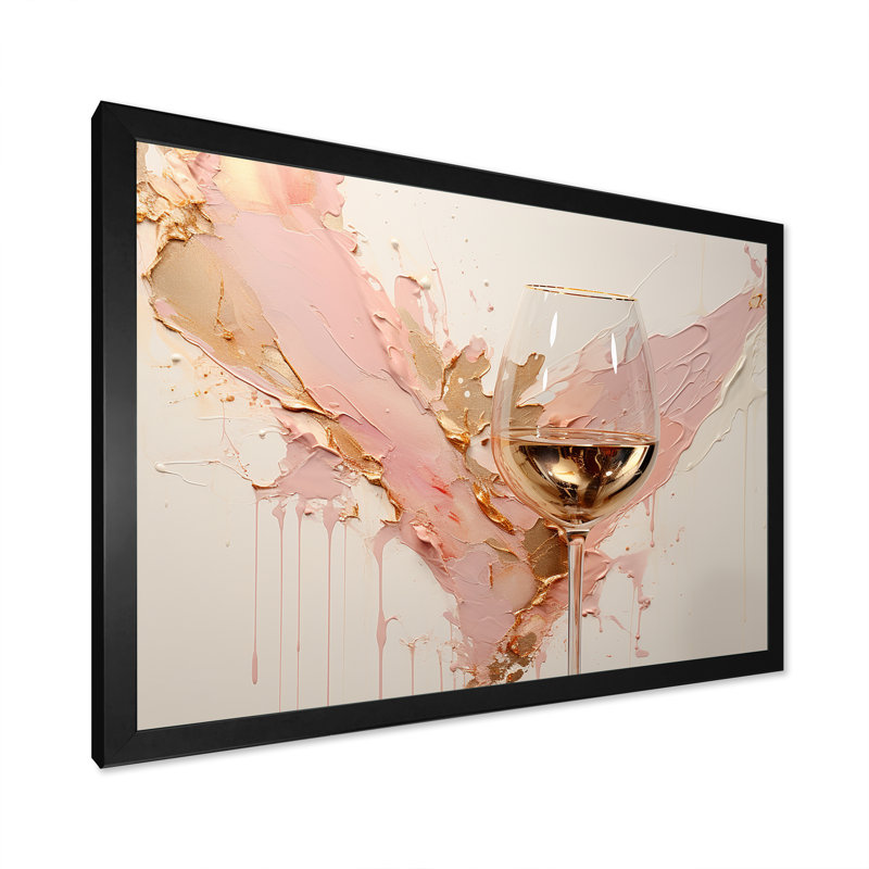 Minimalisme vin champagne - art mural vin champagne, Cadre simple noir, H 30 po x l 40 po x P 1,5 po