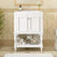 Meuble-lavabo de luxe moderne de 24 po avec lavabo en céramique, tablette ouverte et rangement fermé pour salles de bain élégantes-1496542378