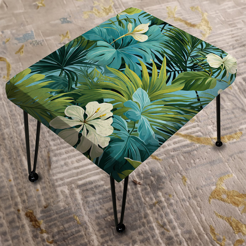 Azur et auvent vert motif tropical III - Repose-pieds rectangulaire tropical