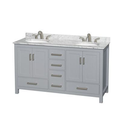 Sheffield 60" Freestanding Double Bathroom Vanity with Marble Top