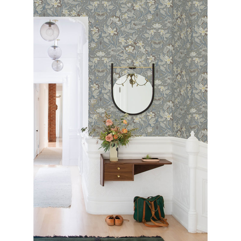 Damask Wallpaper Roll, Gray