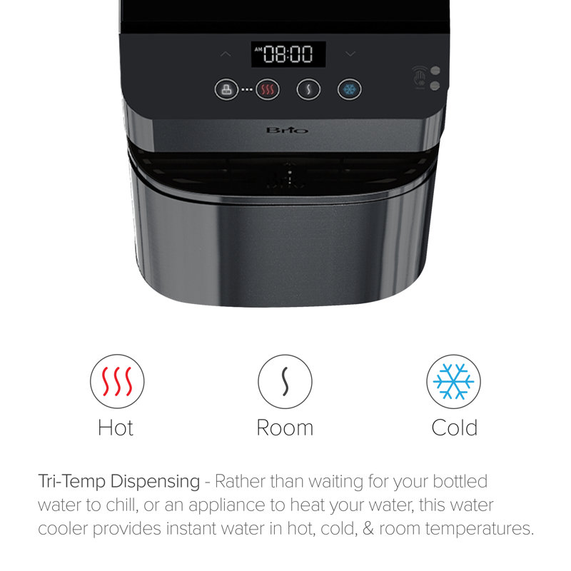 Refroidisseur d'eau sans bouteille 3 étapes Brio Moderna Touch-Less, Acier inoxydable/noir