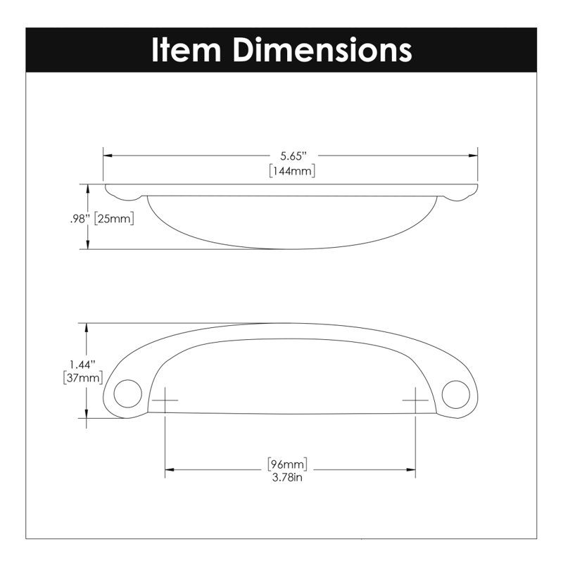 Refined Rustic Collection Cup Pull - 3" & 3-3/4" Center to Center Cabinet Pull Black Iron - Craftsman Hardware for Drawers & Cabinets