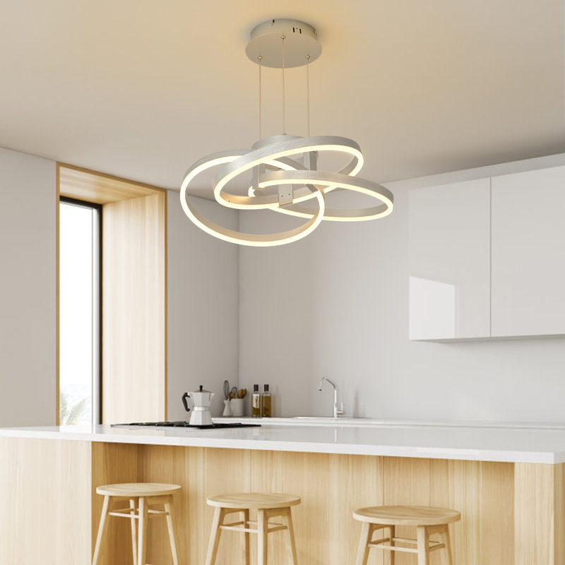 Luminaire suspendu moderne à DEL à intensité variable avec télécommande