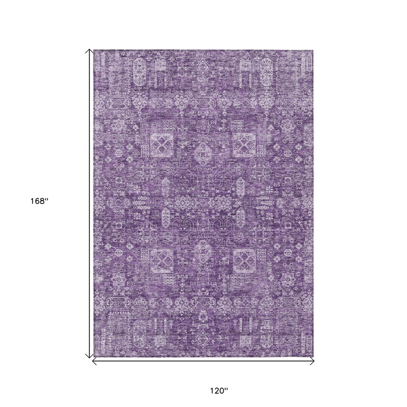 Tapis d'intérieur lavable oriental lilas et lavande 10 pi x 14 pi mauve