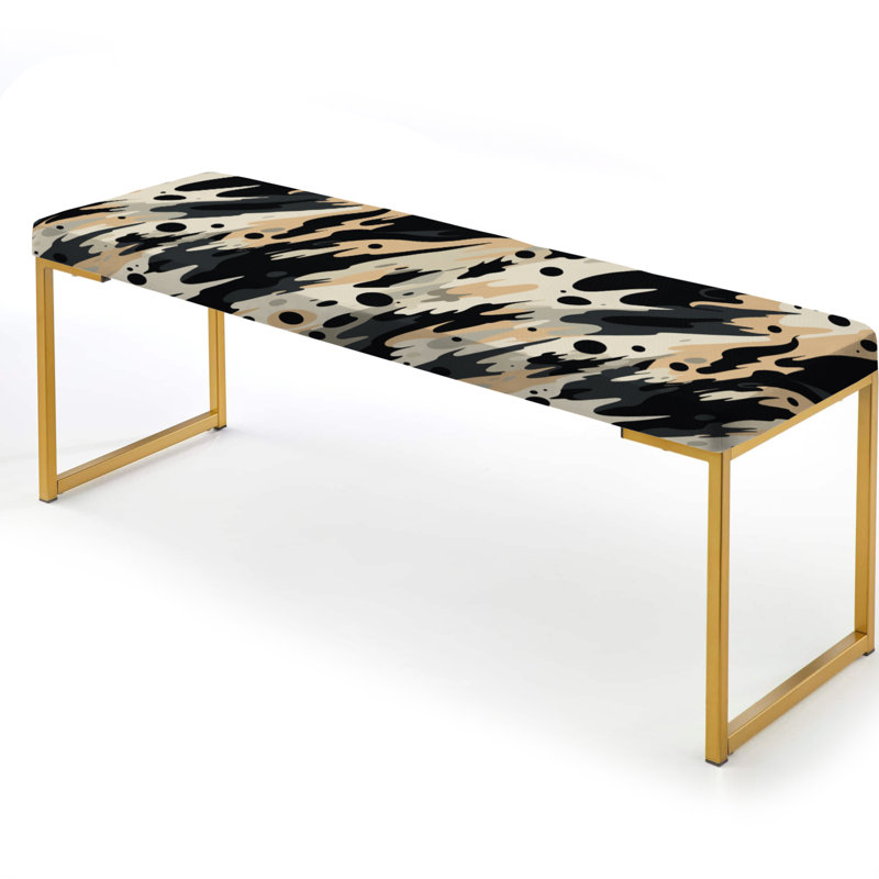 Tribal Fusion - Abstract Upholstered Gold Bench