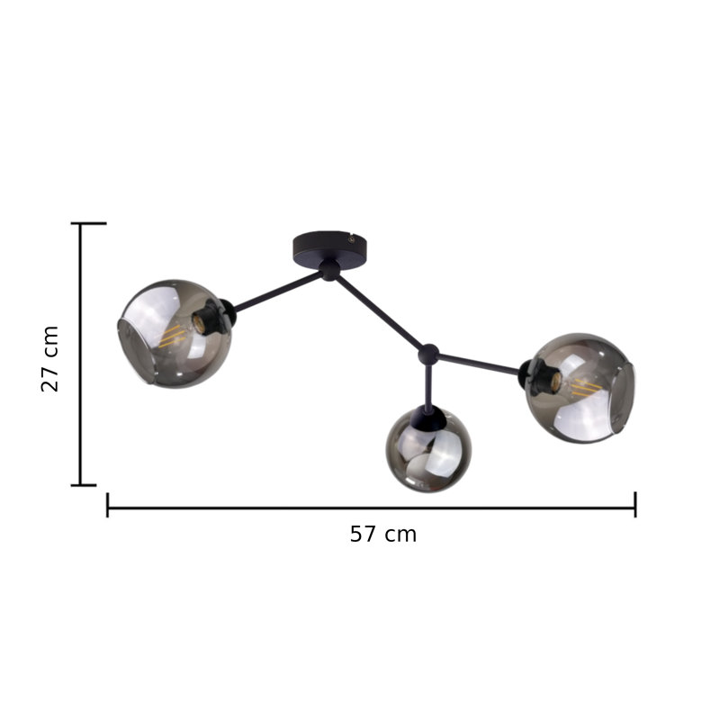 Helene Glass Semi Flush Mount, Grey