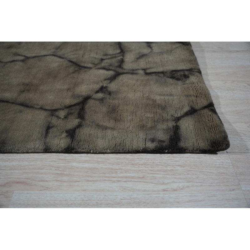 Tapis brun chaud en laine noué à la main Haglund