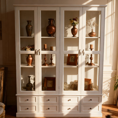 Vitrine à porte en verre 8 tiroirs avec lumières